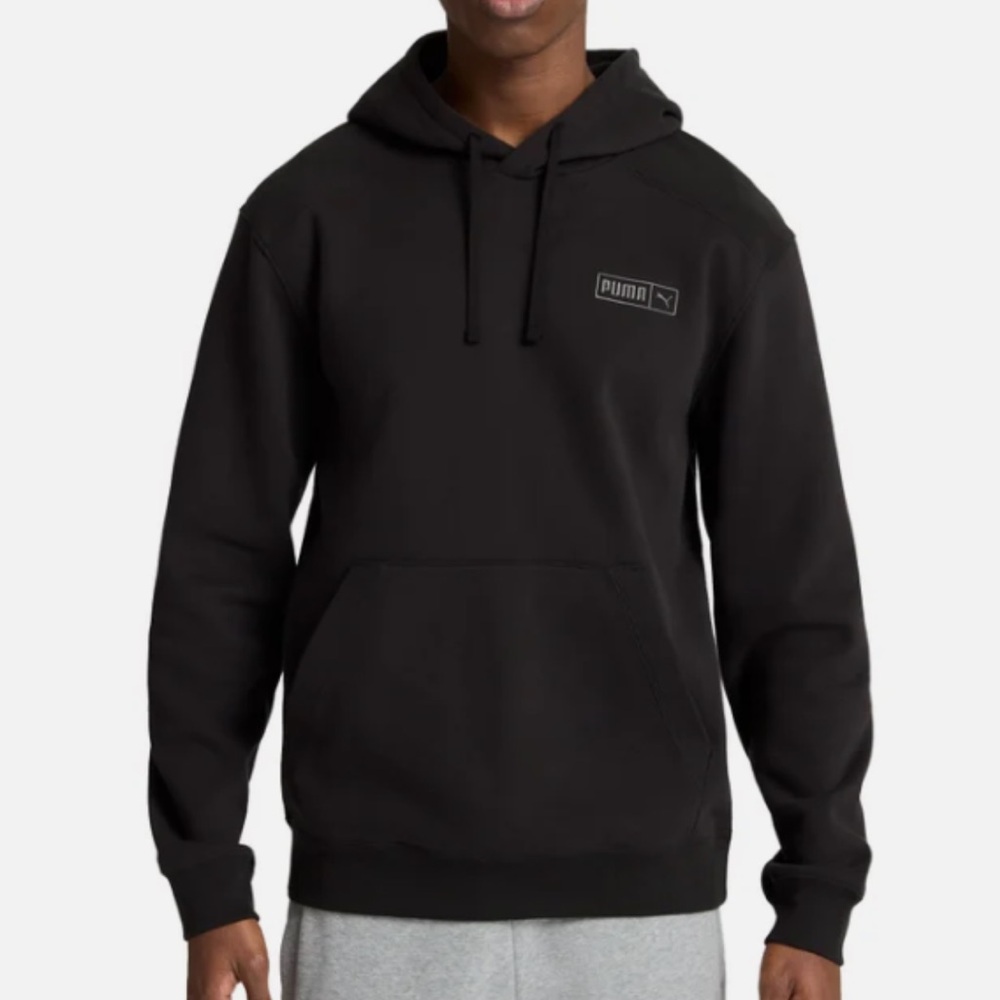PUMA Men's Fleece Hoodie Regular Fit Kangaroo Front Pocket Black Size M or L